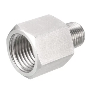 Pipe Fitting Reducer Adapter 1/8 NPT Male to 1/4 G Female Stainless Steel - Picture 1 of 3