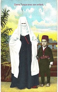Vintage postcard 1910s Turkish Woman with her son,Dame Turque avec son enfant - Picture 1 of 2