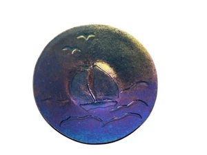 Glas Roots Studio 1999 blau irisierende Glasschale Segelboot Möwe Design - Bild 1 von 6
