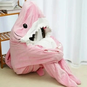 Funny Shark Soft Blanket Adult Shark One Piece Sleeping Bag Jumpsuit - Picture 1 of 5