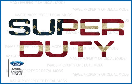08 - 16 Ford F250 Super Duty TAILGATE Letters Decals Stickers AMERICAN FLAG WORN - Image 1 of 1