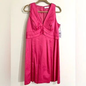 Vestido midi frambuesa calce y acampanado sin mangas para mujer CALVIN KLEIN 12 trabajo preparado - Imagen 1 de 15