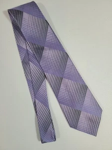 Corbata de cuello Croft & Barrow para hombre 100 % seda púrpura a cuadros formal en punta 57,5" x 3,5" - Imagen 1 de 7