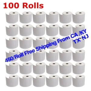 100 Rolls 450/Roll 4x6 Direct Thermal Shipping Postage Labels - Zebra 2844 ZP450 - Imagen 1 de 11