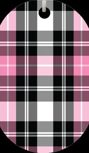 Plaid Pink White Black Stylish Dog Tag Necklace or Keychain FREE 30" Chain NEW - Picture 1 of 2