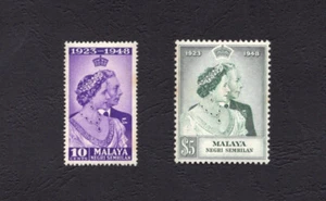 1948 Malaya- Negri Sembilan KG6 Silver Wedding SG40-SG41 Unmounted Mint - Picture 1 of 2