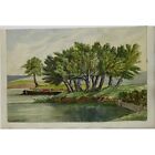 J Morgan Traditional River Willows Landscape Bristol c1810 Watercolour Painting