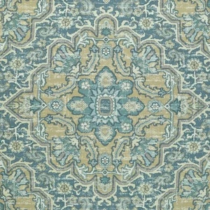 P Kaufmann ASHLEIGH SILVER PINE Cotton Blue Yellow Floral Drapery Uph Fabric - Picture 1 of 1