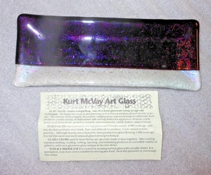 Kurt Mcvay Fused Art Glass Tray Sushi Trinket Tray Signed Irredescent Multicolor - Picture 1 of 4