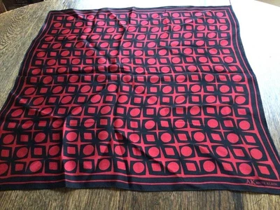 VTG Anne Klein Silk Square Scarf 21x21” Dramatic Red & Black geometric - Image 1 of 3