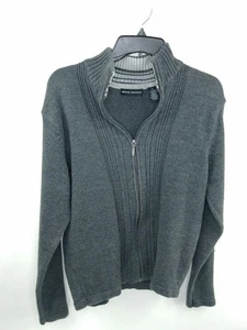 Michael Brandon Mens Mock Neck Long Sleeve Full Zip Gray Sweater Size Large - Picture 1 of 3