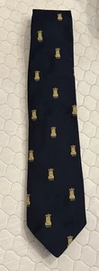 Hampton Hall NY Tie School Fraternity 1855 Vtg Navy Gold Repp Preppy 3.5” X 56” - Picture 1 of 3