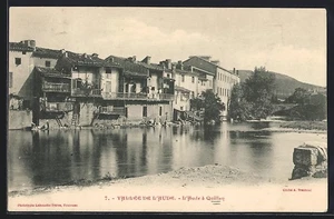 CPA Quillan, L´Hôtel à Quillay et les maisons au bord de la rivière 1903 - Picture 1 of 2