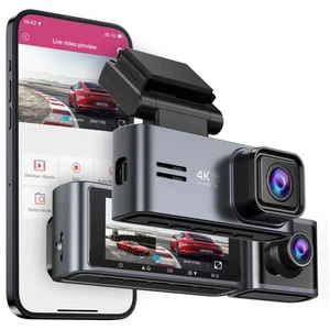 Dash Cam Front and Inside, 5G WiFi GPS Dash Cam 4K+1080P Included 64GB Card w... - Picture 1 of 9