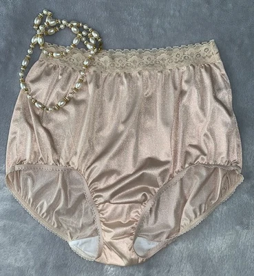 CALCINHA DE NÁILON BRILHANTE VINTAGE 6 M cuecas renda cintura costurada costas - Imagem 1 de 4