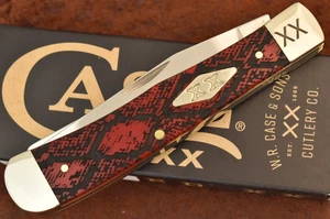 CASE XX USA DARK RED SNAKE SKIN BONE FULL SIZE TRAPPER KNIFE 2025 6254 SS - Picture 1 of 7