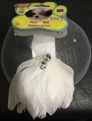 Rubie's Pet Shop Boutique Fancy Formal White Dog Hat/Veil Accessory Medium/Large - Image 1 of 3