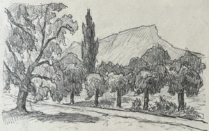 Antique Drawing Original Anthelme BERGERON (XIX-XX) Challes-les-Eaux, Landscape - Picture 1 of 8