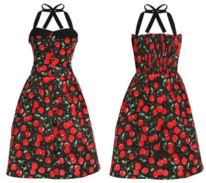 LADIES 1950'S ROCK N ROLL FANCY DRESS CHERRY DRESS SUMMER DRESS ROCKABILLY 60'S - Picture 1 of 2