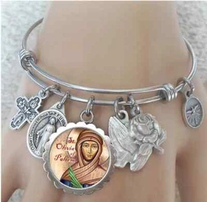 Saint Olivia of Palermo Bangle Bracelet, Virgin Martyr, Confirmation Gift - Picture 1 of 12