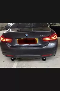 2 GLOSS BLACK CARBON FIBRE AKRAPOVIC EXHAUST TIPS 4.5” BMW F32 F33 F36 435i 440i - Picture 1 of 4