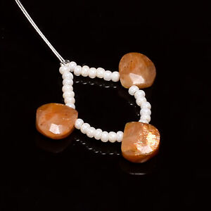 100% Natural Sunstone Gemstone Heart Shape Faceted Beads 8X8X4mm Strand 2" A6136