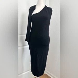 NWT Alieva Dasha Black Midi Dress Size M Stretch Sexy Mob Wife Witchy - Picture 1 of 11