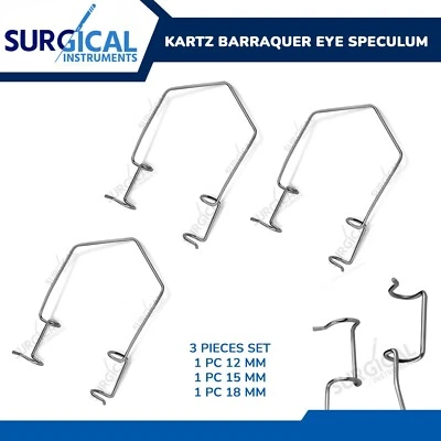 3 peças Kratz-Barraquer fio olho espéculo instrumentos oftalmologia grau alemão - Imagem 1 de 4