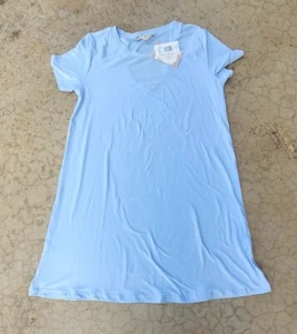NWT Pink Rose Vintage Light Blue Short Sleeve Dress Size Large Knee Length - Picture 1 of 10