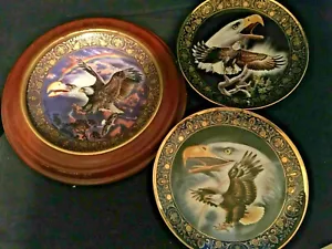 American Eagle Flagge ~ 3 Teller & 1 Holzrahmen Lot ~ Royal Doulton Freedom Collection - Bild 1 von 7