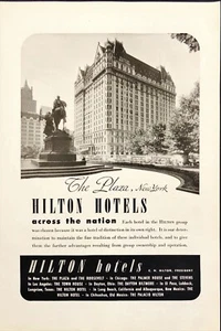 1946 Hilton Hotels The Plaza New York Grand Army Plaza Vintage Print Ad - Bild 1 von 6