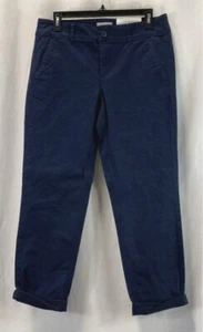 NWT Loft Womens Blue Flat Front Slash Pockets Straight-Leg Chino Pants Size 4 - Picture 1 of 5