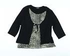Saloos Womens Black Animal Print Polyester Tunic Blouse Size XL Round Neck