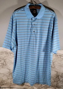 FootJoy Polo da Golf Uomo Blu con Righe Bianche e Nere Taglia Large - Foto 1 di 4