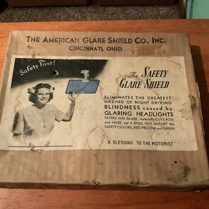 Vintage - The American Safety Glare Shield Co. - Tinted Glass Sun Visor - Picture 1 of 2