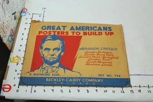 Abraham Lincoln 1944 Great Americans Posters To Build Up No.754 Beckley-Cardy Co - Picture 1 of 24