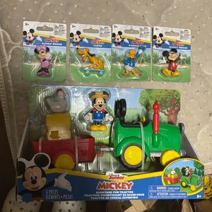 Disney Junior Mickey Mouse Barnyard Fun Tractor Playset 6 piece set + 4 10 piece - Picture 1 of 8