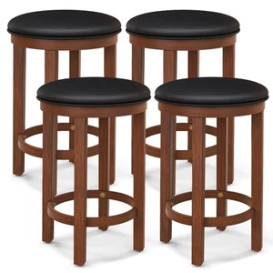 Bar Stools Set of 4 Counter Height Stools w/ Round Seat & Footrest for Kitchen - Picture 1 of 7