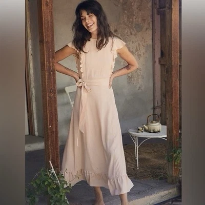 Maxi Vestido Christy Dawn Quinn Talla XS Caramelo Melocotón Volantes Foto 1 de 4