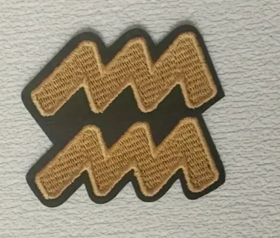 AQUARIUS - GOLD/BLACK Astrology Zodiac Sign Horoscope Iron-On Embroidered Patch - Image 1 of 4