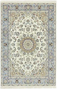 Rare Handmade Indo-Nain Floral Medallion Oriental Rug Living Room Carpet 4X6 ft - Picture 1 of 19