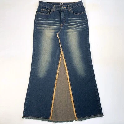 Maxi falda vaquera vintage Y2K XOXO para mujer, dividida frontal, borde deshilachado Foto 1 de 4