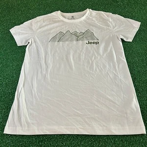 T-shirt grafica Jeep design montagna manica corta top bianco verde uomo grande - Foto 1 di 9