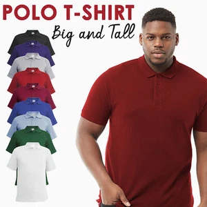 Camiseta polo para hombre talla grande y alta camisa lisa manga corta tops básica Reino Unido - Imagen 1 de 13