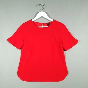 ANN TAYLOR Top Womens Small Petite Red Short Sleeve Shirt NEW - Picture 1 of 14