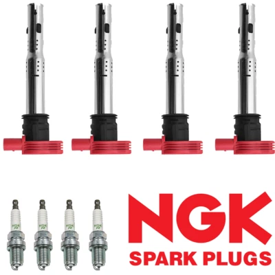 4x Ignition Coil & 4x NGK Spark Plug For Audi TT A4 VW Golf Jetta GTI 2.0L UF529 - Bild 1 von 4