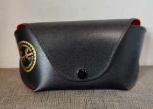Ray Ban Leather Pouch Universal Semi-Gard Sunglass Case Black Red interior - Picture 1 of 8