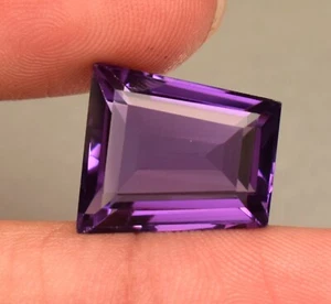 Natural Purple Color Amethyst Gemstone Baguette Cut 10.00 Ct Certified Gemstone - Picture 1 of 5