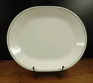 Corelle Blue Wreath? 12''x10'' Oval Platter White with Green Stripe - Picture 1 of 5