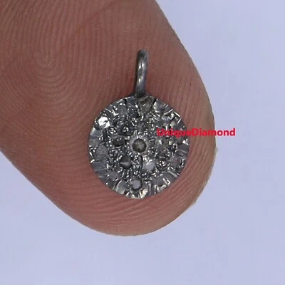 2 pc Lot Natural pave Diamond Charms 925 Silver Charms pendent Gift Item Jewelry - Image 1 of 4